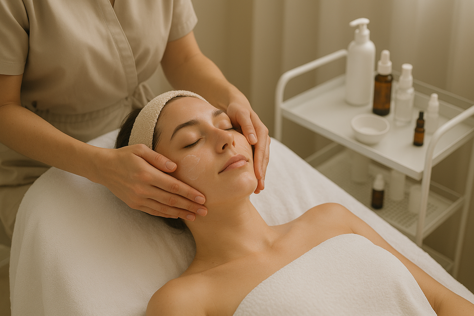 woman getting facial